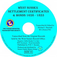 Settlement Certificates &  Bonds - West Sussex 1658-1853